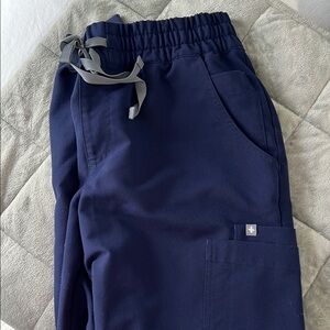 Navy Blue Jogger Pants with Gray Drawstring